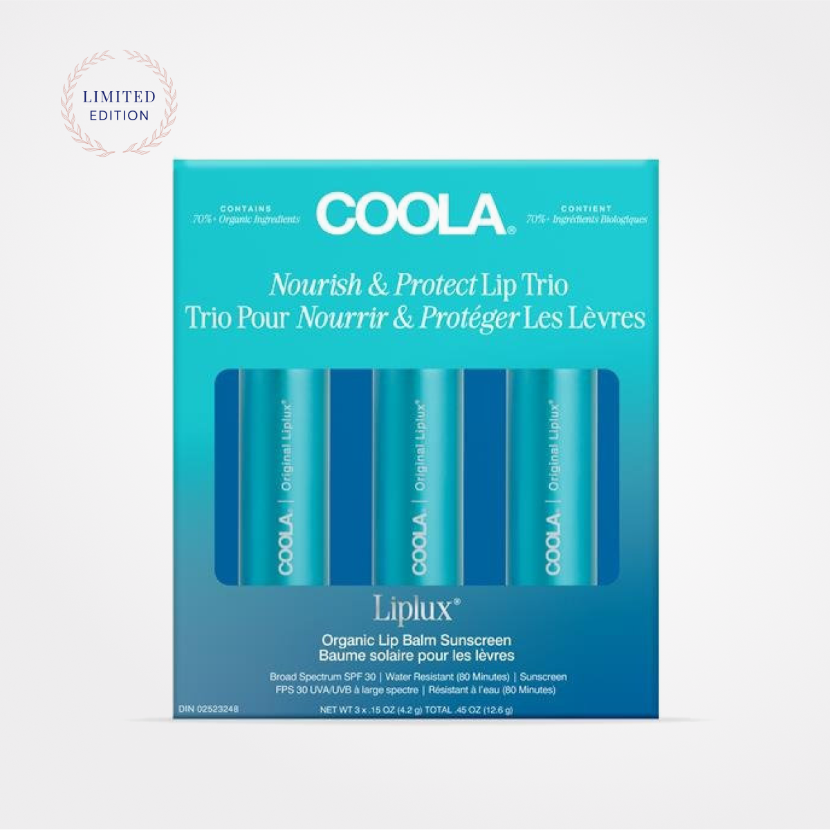 COOLA Classic Liplux® Organic Lip Balm Sunscreen SPF 30 Trio