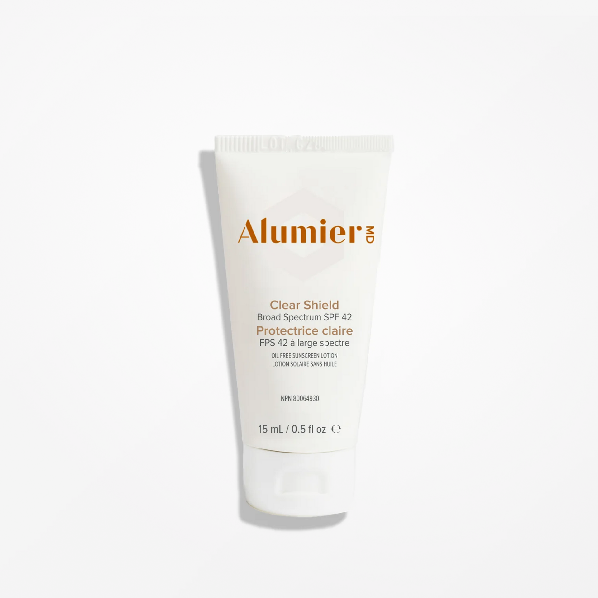Alumier Clear Shield SPF42 à large spectre, taille de voyage (15 ml)
