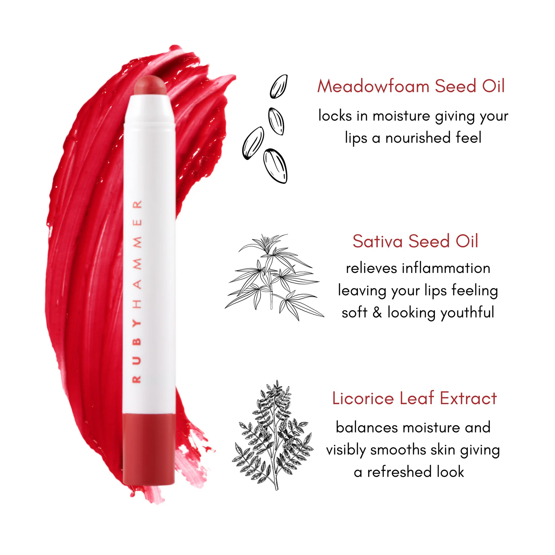 Baume rouge du sérum à lèvres Ruby Hammer